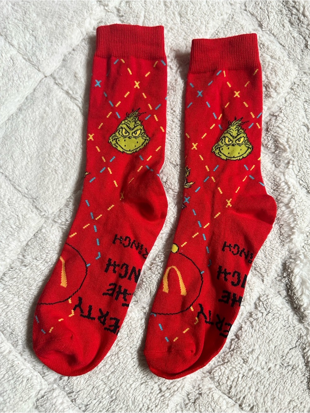 McDonalds | Red "Property of The Grinch" Christmas Socks | One Size Fits Most